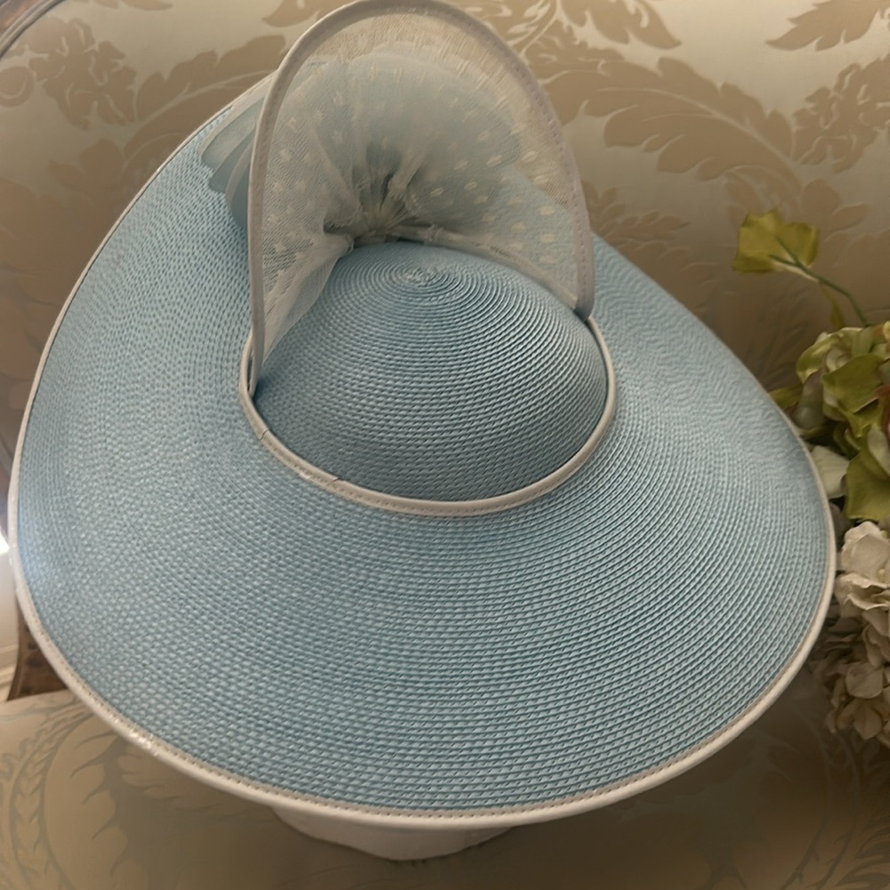 Gorgeous light blue summer church hat, Kentucky derby hat - Picture 7 of 13